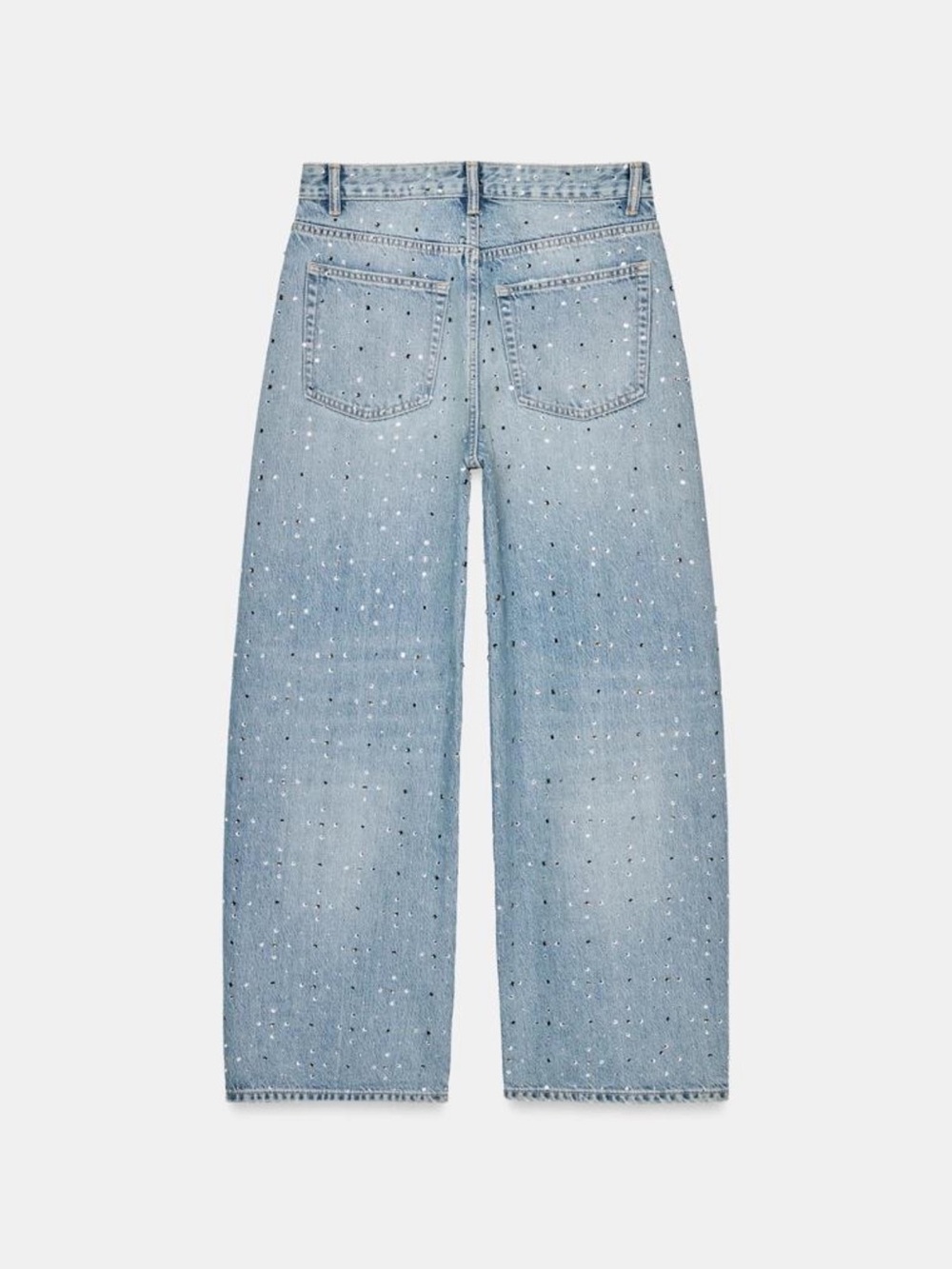 Zara Light Blue Wide-Leg Jeans with Stud Embellishments